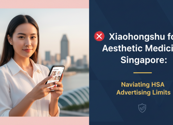 Blog banner with title 'Xiaohongshu for Aesthetic Medicine in Singapore', elegant design