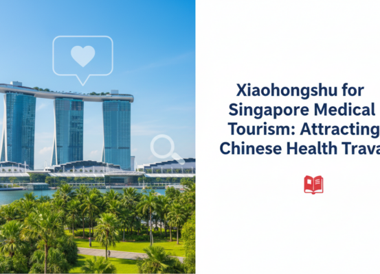 Blog banner with title 'Xiaohongshu for Singapore Medical Tourism' in modern font.