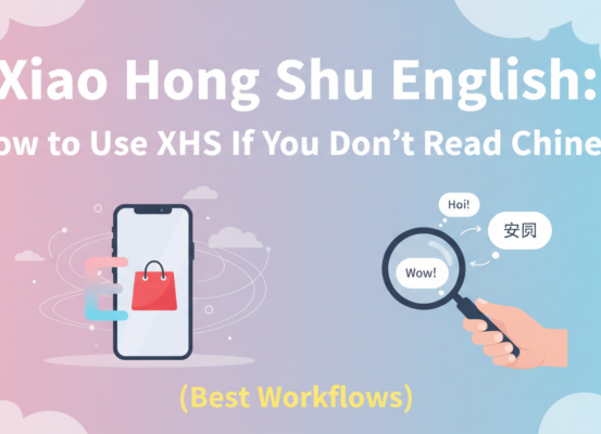 Blog banner with 'Xiao Hong Shu English' title, vibrant modern design