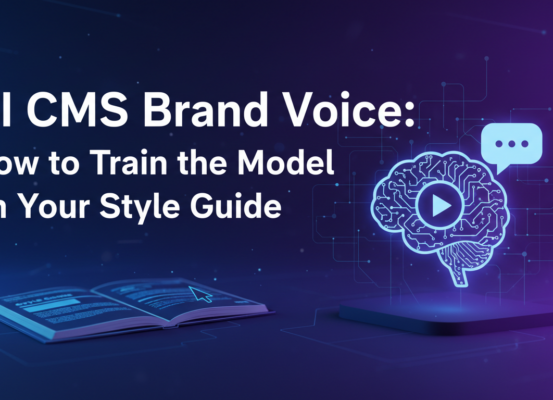 Banner featuring 'AI CMS Brand Voice' title with modern design elements.