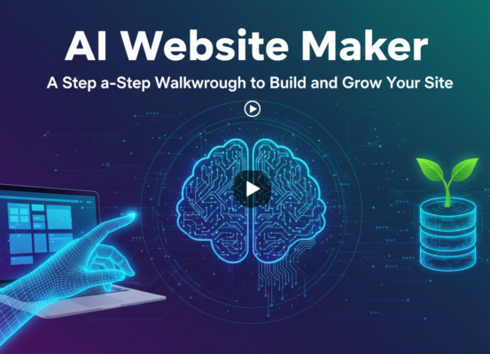 Banner with title 'AI Website Maker: A Step-by-Step Walkthrough to Build and Grow Your Site'.
