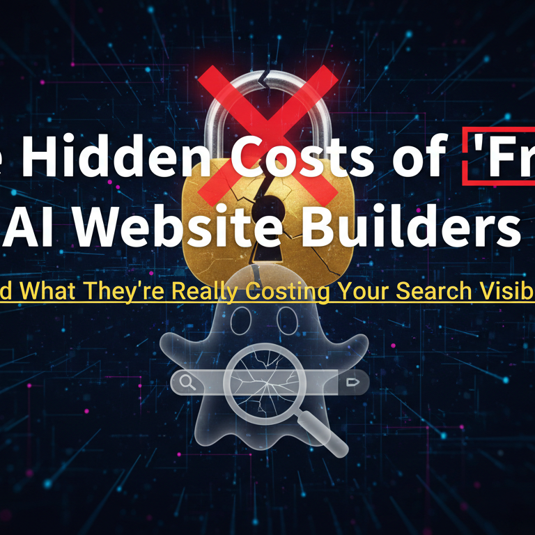 Blog banner: The Hidden Costs of 'Free' AI Website Builders impact search visibility