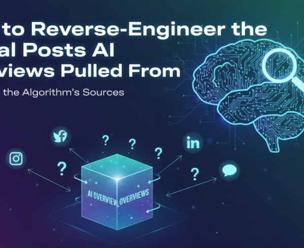 Blog banner with the title 'How to Reverse-Engineer Social Posts AI Overviews Pulled From'.