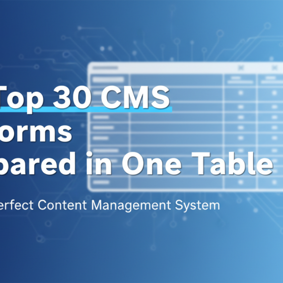 Blog banner with 'The Top 30 CMS Platforms Compared in One Table' title.