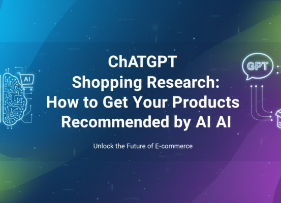 Blog banner with title 'ChatGPT Shopping Research' in bold, modern font.