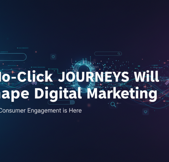 Blog banner with title 'How No-Click Journeys Will Reshape Digital Marketing' in bold font.