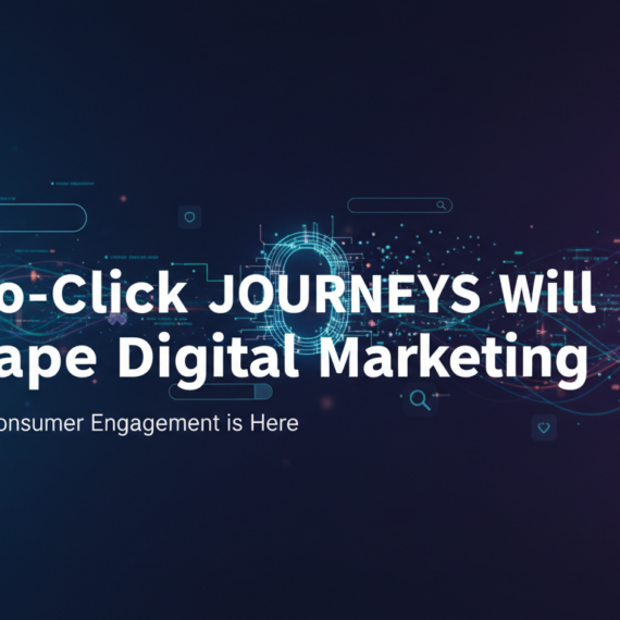 Blog banner with title 'How No-Click Journeys Will Reshape Digital Marketing' in bold font.