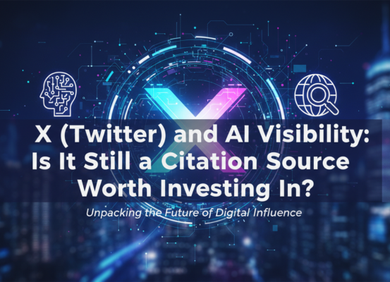 Blog banner with title 'X (Twitter) and AI Visibility: Is It Still a Citation Source Worth Investing In?'