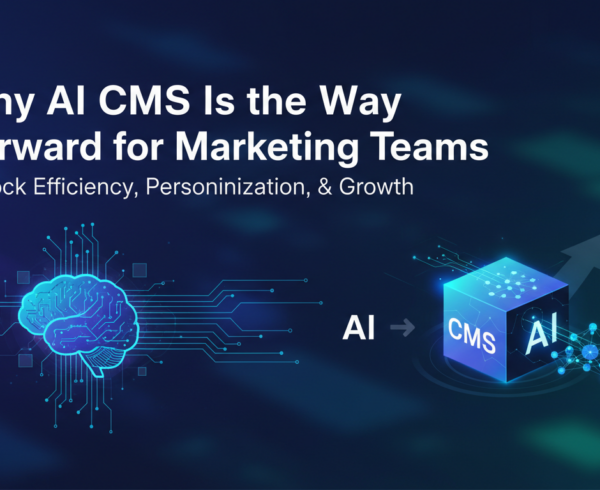 Marketing blog banner with title 'Why AI CMS Is the Way Forward for Marketing Teams'