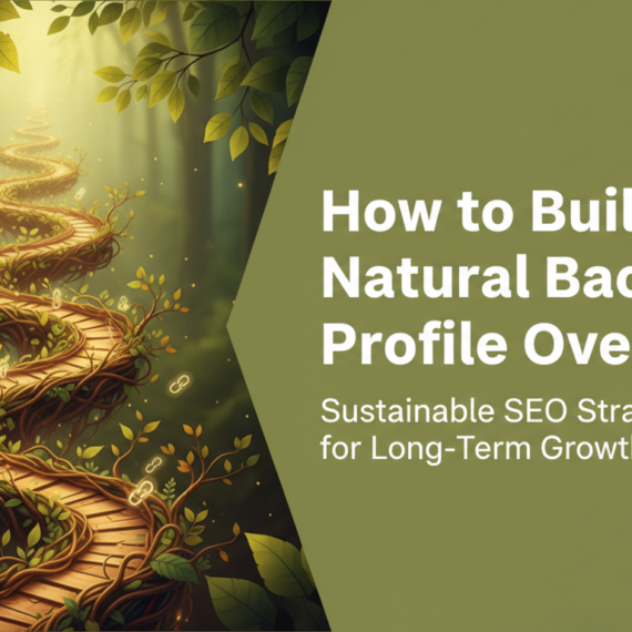 Banner with 'How to Build a Natural Backlink Profile Over Time' title, featuring a clean, professional design with digital networking theme.