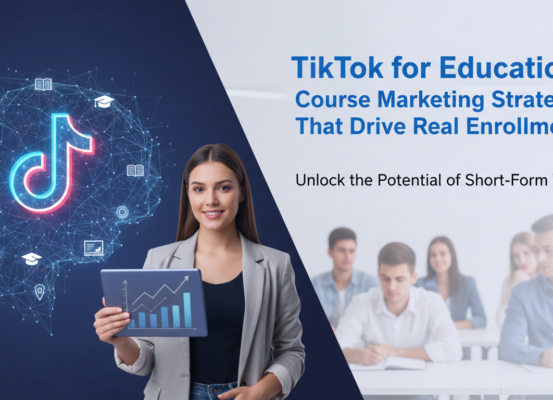 Blog banner: 'TikTok for Education' with vibrant icons and a learning theme