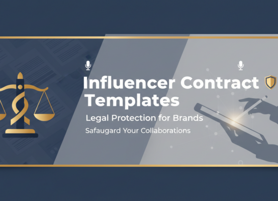 Blog banner titled 'Influencer Contract Templates: Legal Protection for Brands' with a professional design.
