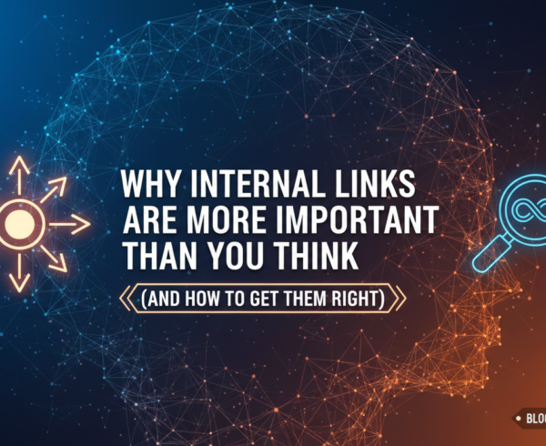 Blog banner with the title 'Why Internal Links Are More Important Than You Think (And How to Get Them Right)' in bold letters amidst a digital network theme.
