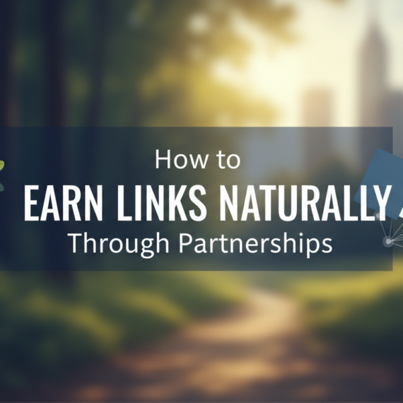 Blog banner with title 'How to Earn Links Naturally Through Partnerships' in bold text