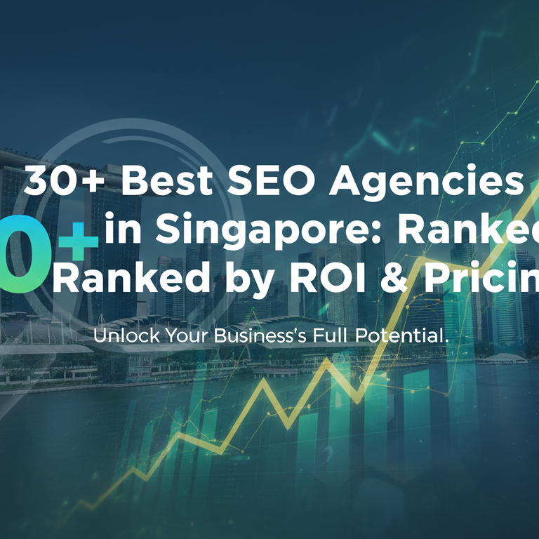SEO agencies ranking banner with title '30+ Best SEO Agencies in Singapore: Ranked by ROI & Pricing.'