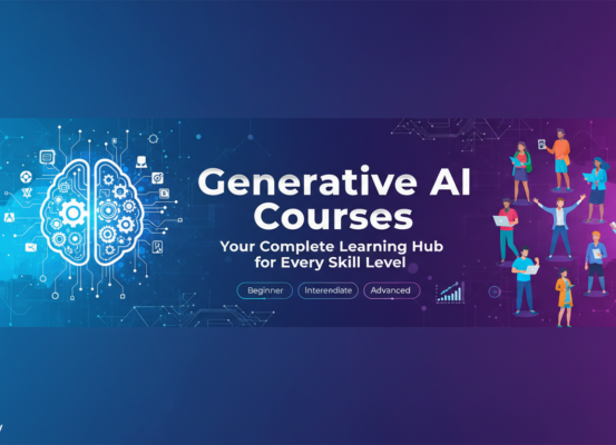 Banner with 'Generative AI Courses: Your Complete Learning Hub' in bold, modern font.