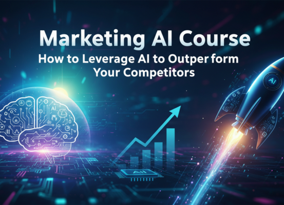 Banner with 'Marketing AI Course: How to Leverage AI to Outperform Your Competitors' title