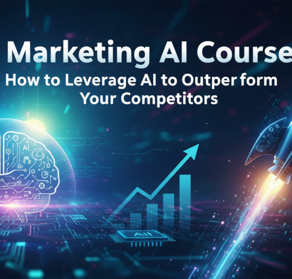 Banner with 'Marketing AI Course: How to Leverage AI to Outperform Your Competitors' title