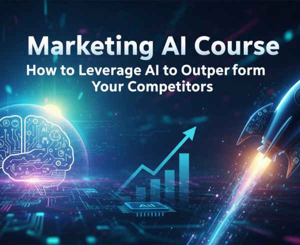 Banner with 'Marketing AI Course: How to Leverage AI to Outperform Your Competitors' title