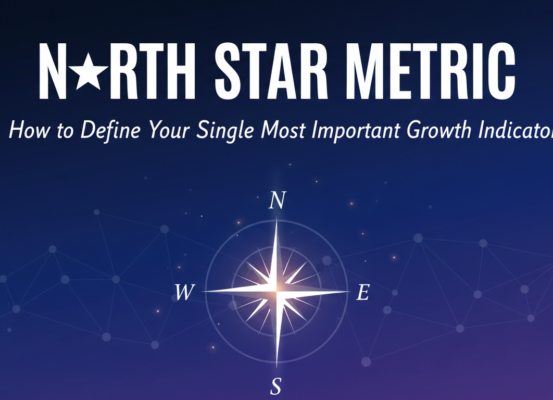 Banner with 'North Star Metric' title, stars in night sky backdrop.