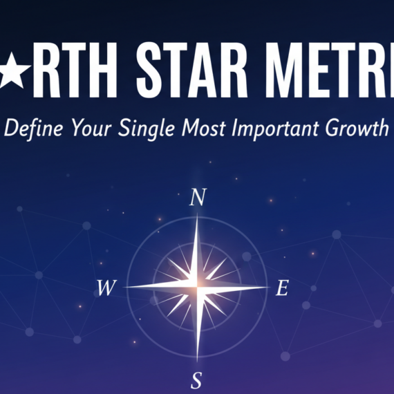 Banner with 'North Star Metric' title, stars in night sky backdrop.