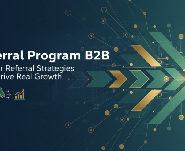 Banner with 'Referral Program B2B: Partner Referral Strategies That Drive Real Growth' title on a professional background.