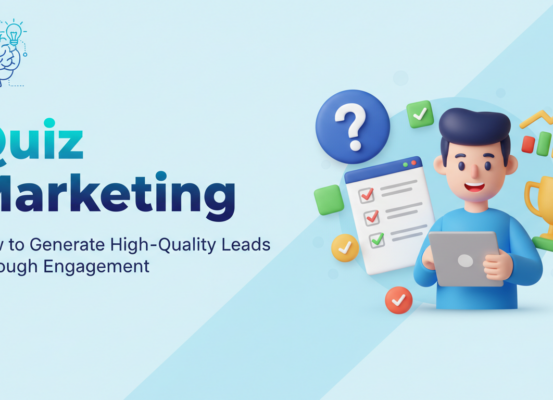Banner with title 'Quiz Marketing: How to Generate High-Quality Leads Through Engagement' in bold letters.