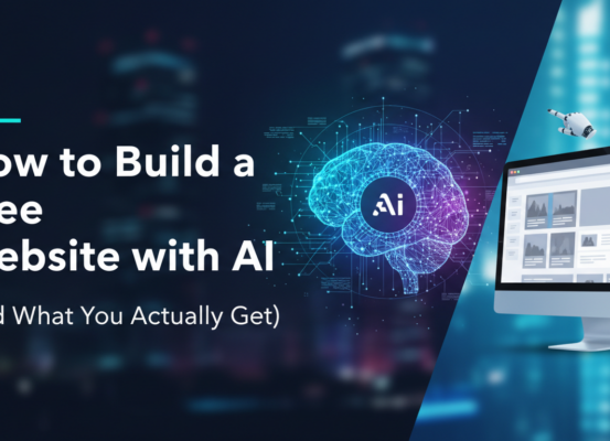 Blog banner with title 'How to Build a Free Website with AI (and What You Actually Get)'